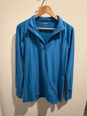 BCG Women's Blue Quarter-Zip Long Sleeve Athletic Pullover Size XL
